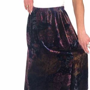 Coldwater Creek Floral Velvet Skirt, Elastic Waist